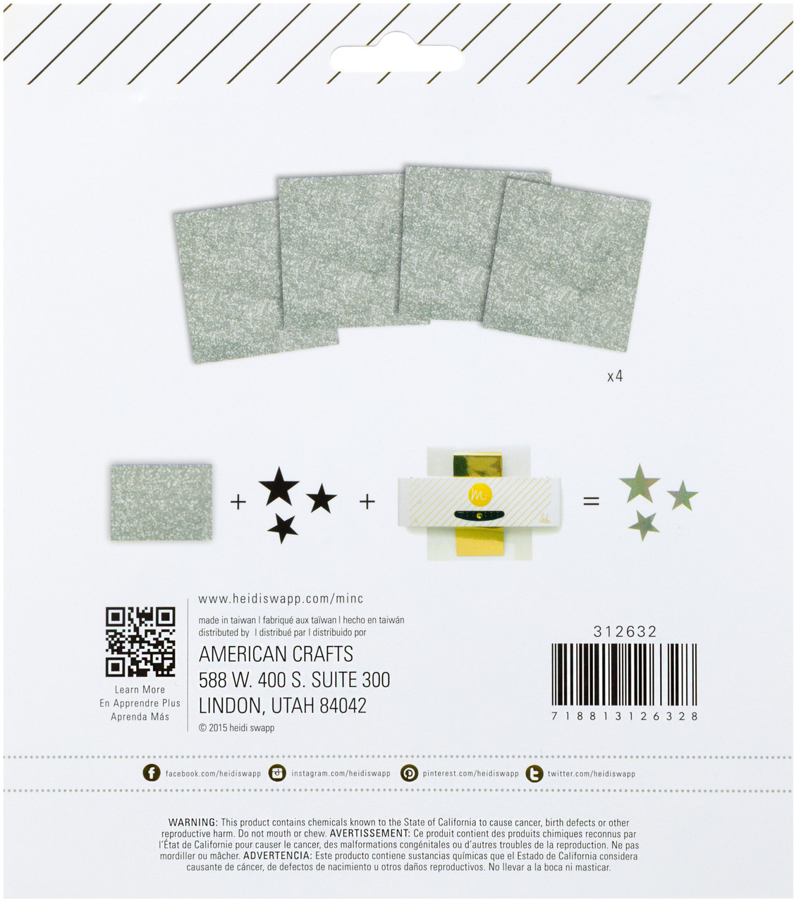 Heidi Swapp Mini Glitter Foil 6"X6"-Silver Glitter - 5A002WNJ-1GXHC